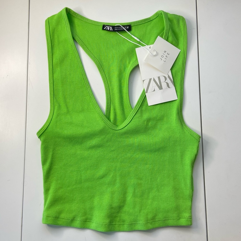 ribbed lime green tank top